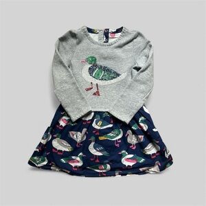 Gray and Blue Duck Print Dress